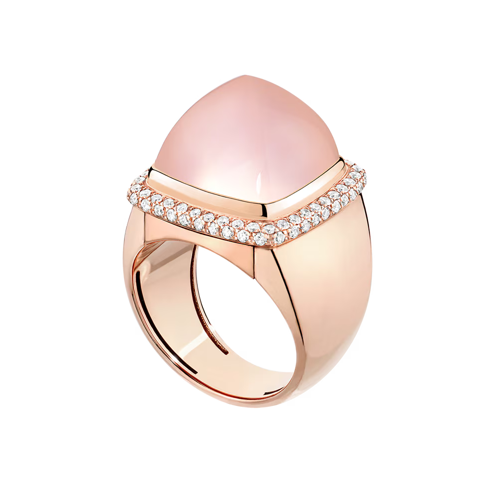 Bague Pain de Sucre, quartz rose
