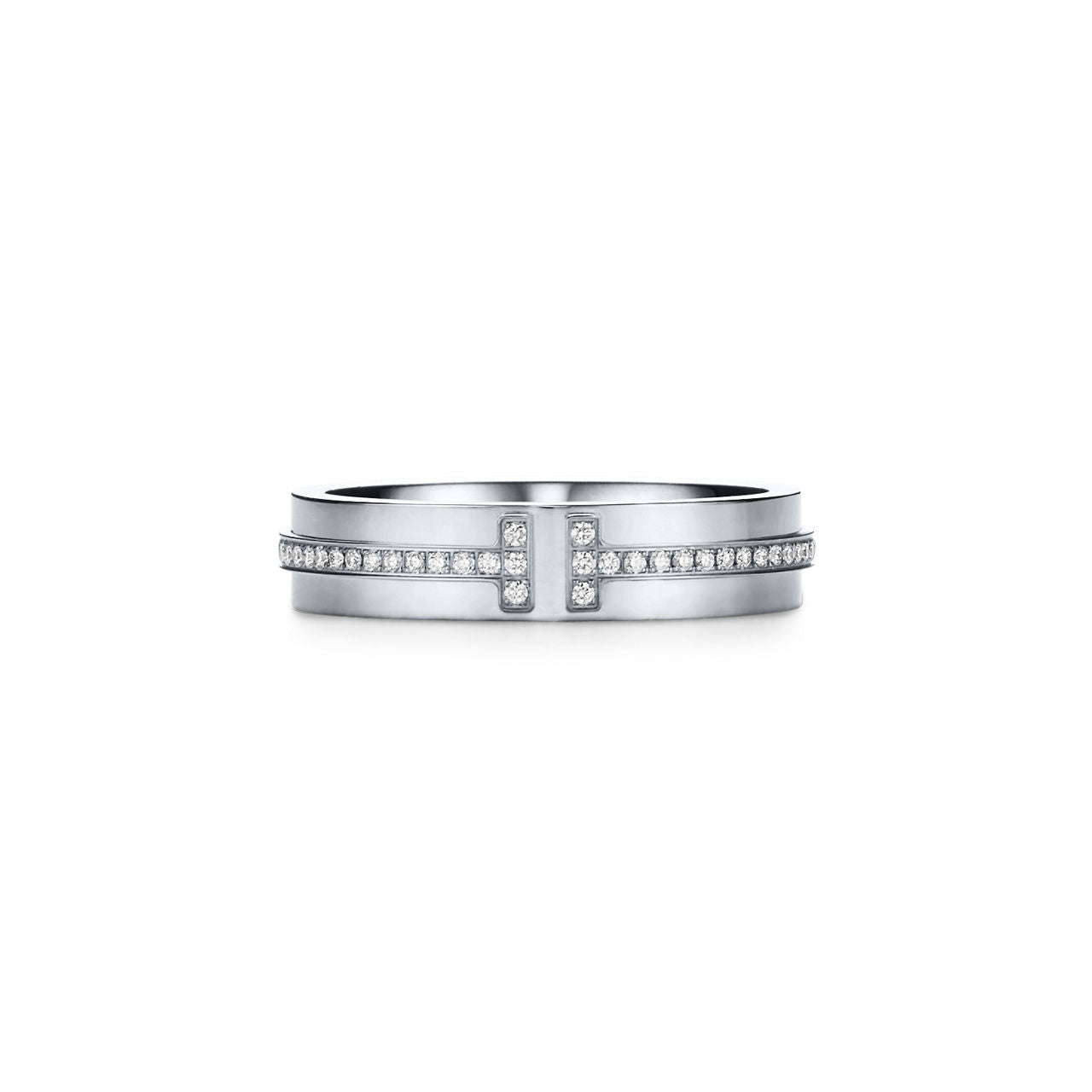 Tiffany T Bague en diamants étroite en or blanc 18 carats