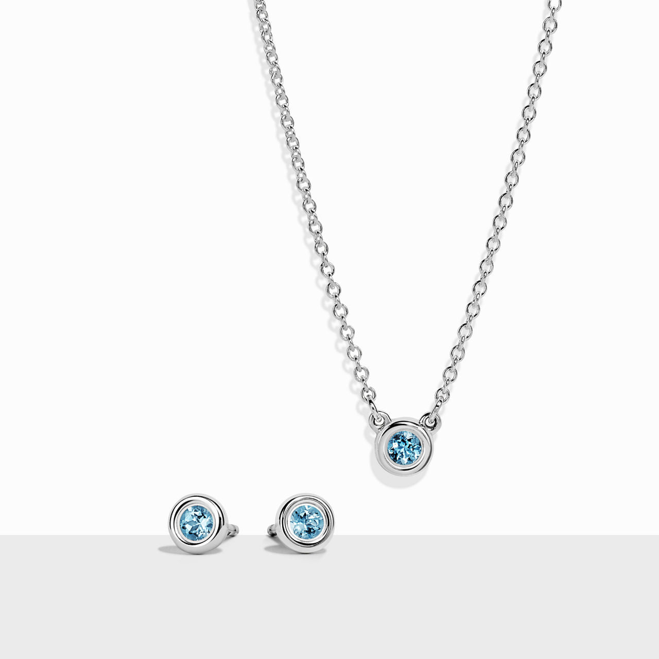 Color by the Yard Parure pendentif et boucles d'oreilles en argent et aigue-marine