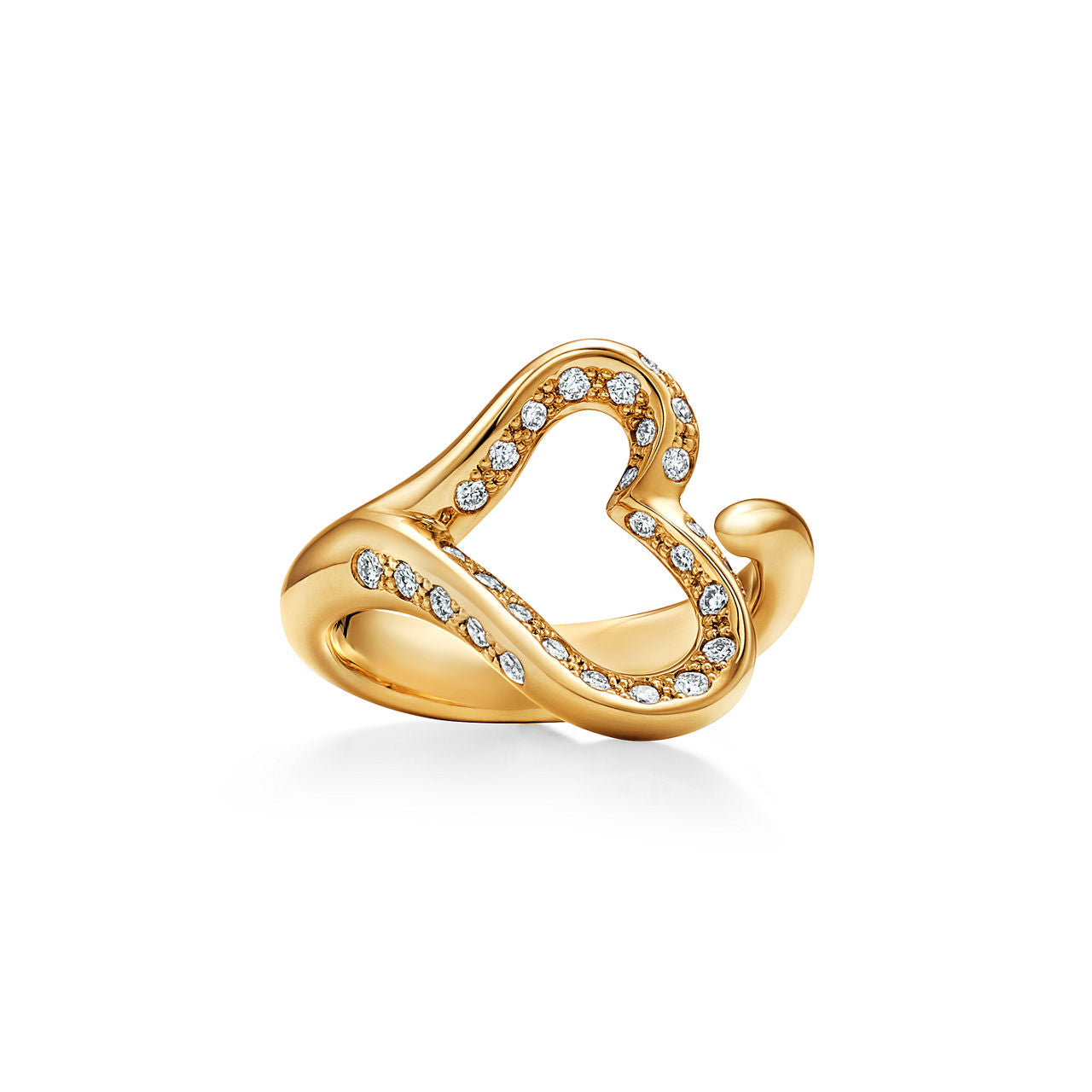 Elsa Peretti® Bague Open Heart en or jaune 18 carats pavé de diamants