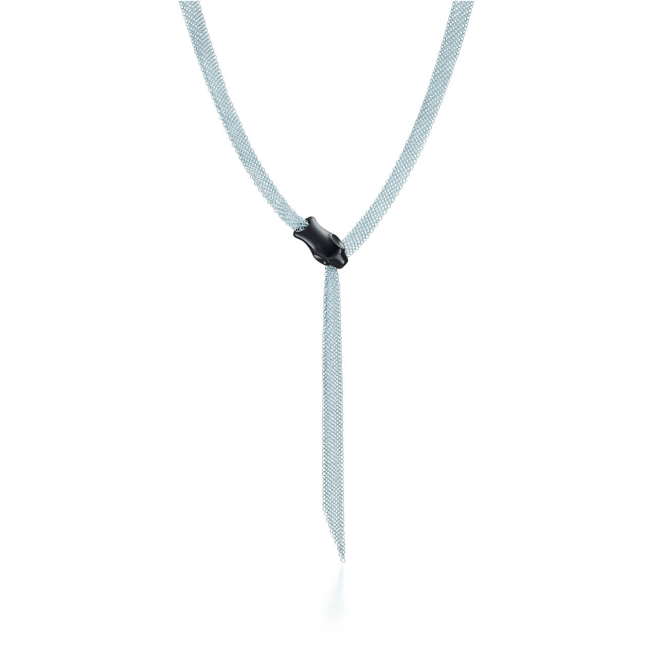 Collier Snake en argent maille 925 millièmes et jade néphrite noir
