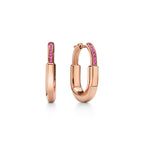 Boucles d’oreilles en or rose et saphirs roses. Small.