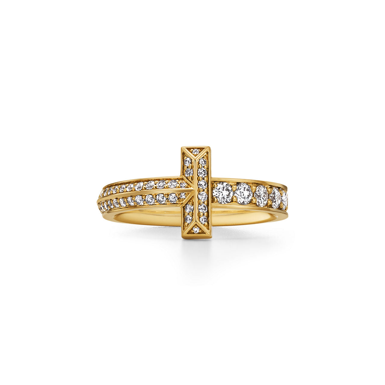 Tiffany T Bague étroite T1 en or jaune 18 carats et diamants