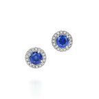 Boucles d’oreilles en platine 950 millièmes avec saphirs et diamants