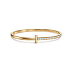 Bracelet jonc à charnière étroite T1 orné de diamants en or jaune 18 carats