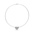 Collier Wire Bean en platine 950 millièmes et pavé de diamants. 20 mm.