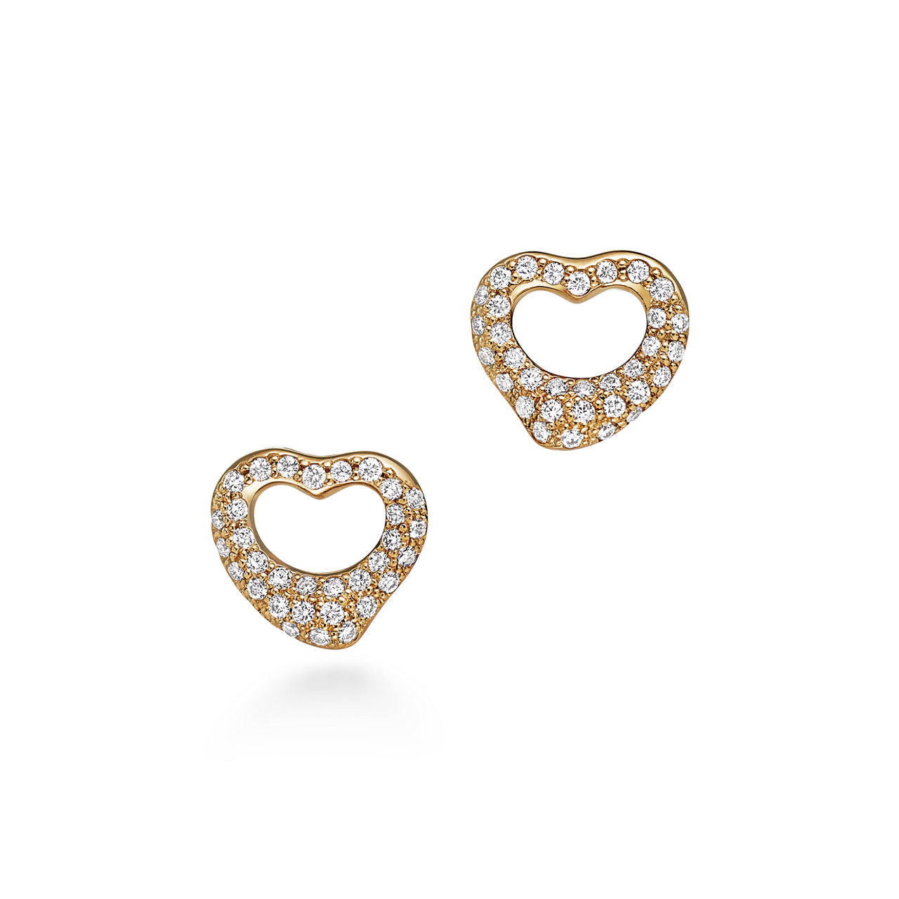 Boucles d’oreilles Open Heart en or jaune 18 carats et pavé de diamants