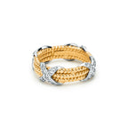 Tiffany Rope Bague X à trois rangs en or jaune, platine et diamants