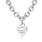 Collier Plaque Cœur à maillons en argent 925 millièmes