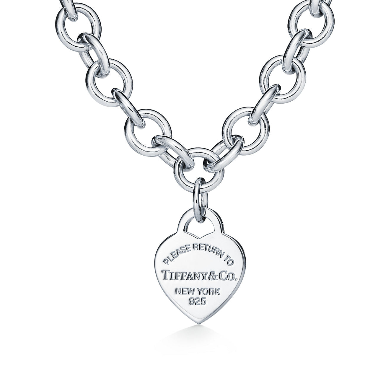 Collier Plaque Cœur à maillons en argent 925 millièmes