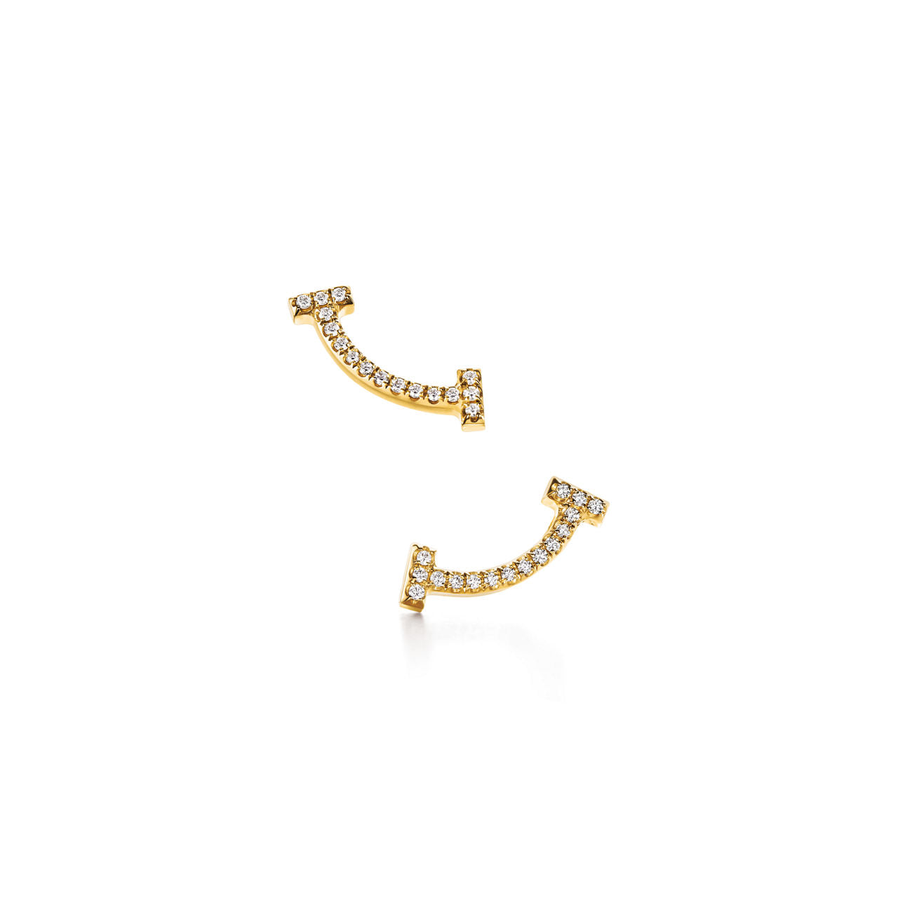 Boucles d’oreilles Smile en or jaune 18 carats et diamants. Mini.