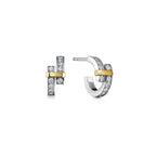 Boucles d’oreilles créoles en platine 950 millièmes, or jaune 18 carats et diamants