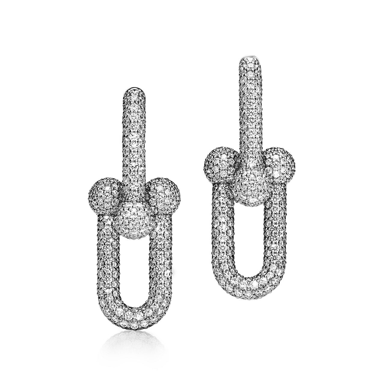 Boucles d’oreilles à maillons taille Large en or blanc 18 carats et diamants