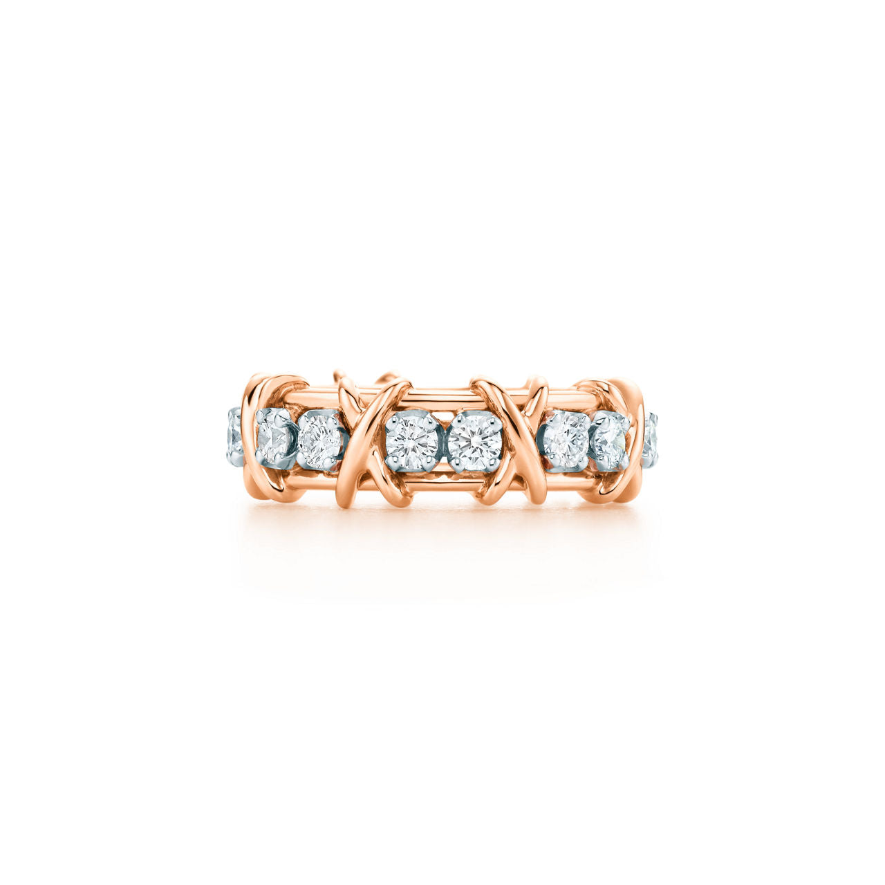 Sixteen Stone par Tiffany Bague en or rose, platine et diamants