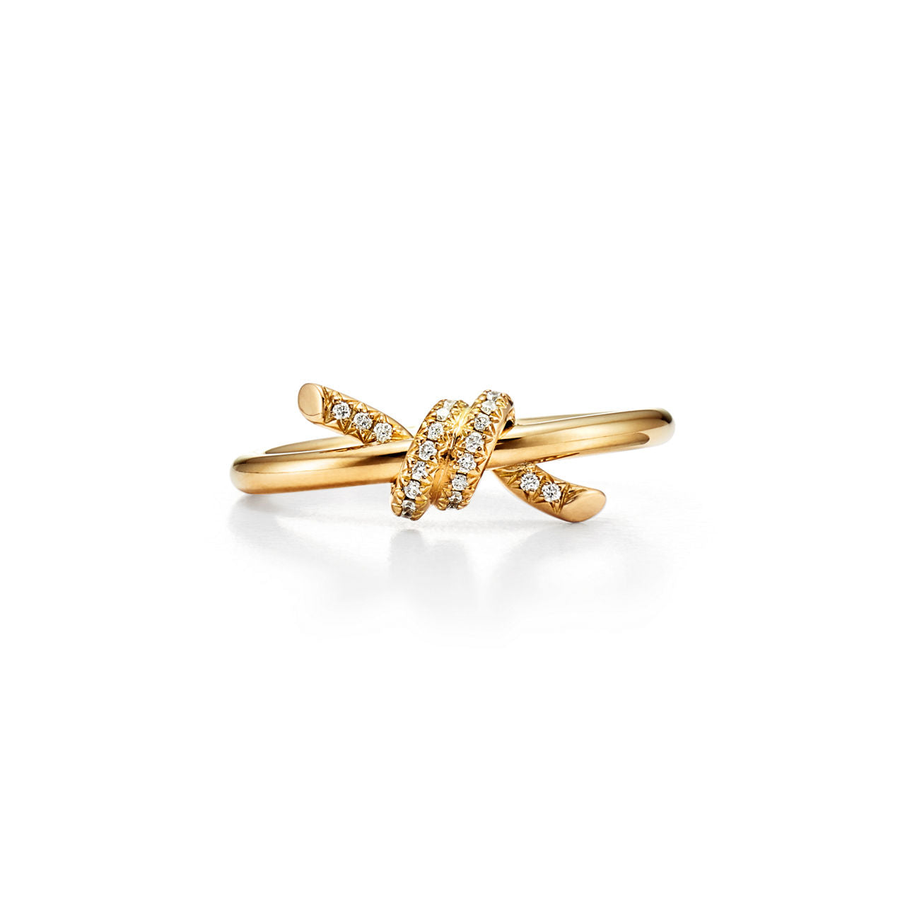 Tiffany Knot Bague en or jaune 18 carats et diamants