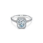 Tiffany Soleste Bague de fiançailles halo taille émeraude avec anneau en platine 950 millièmes et diamants