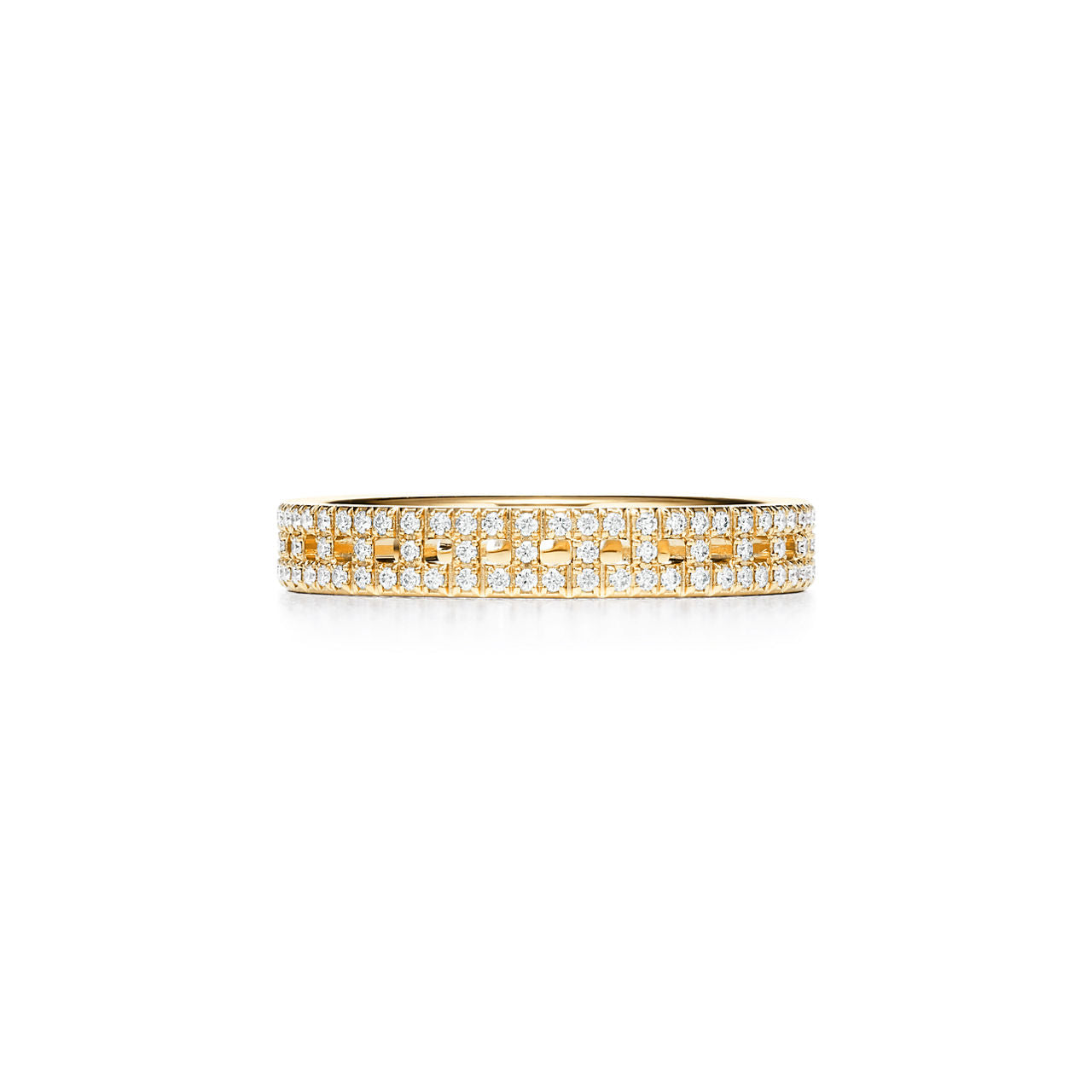 Tiffany T Bague True étroite en or 18 carats et pavé de diamants