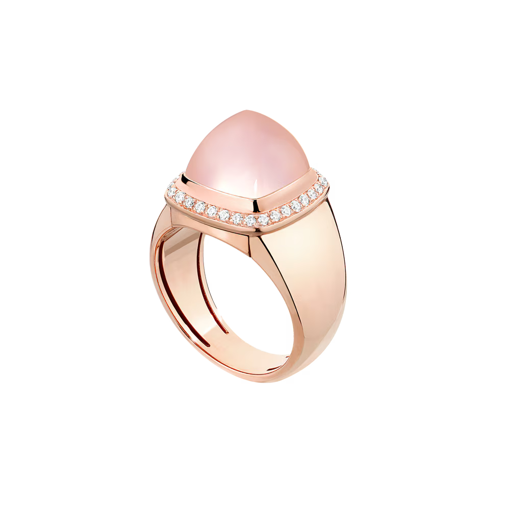 Bague Pain de Sucre quartz rose