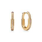 Boucles d’oreilles Lock en or jaune et diamants pavés, Small