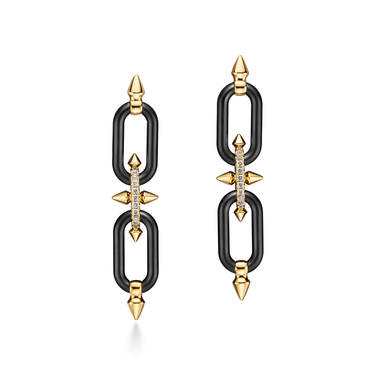 Boucles d’oreilles en titane, or 18 carats et diamants