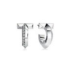 Boucles d’oreilles créoles T1 en or blanc 18 carats et diamants