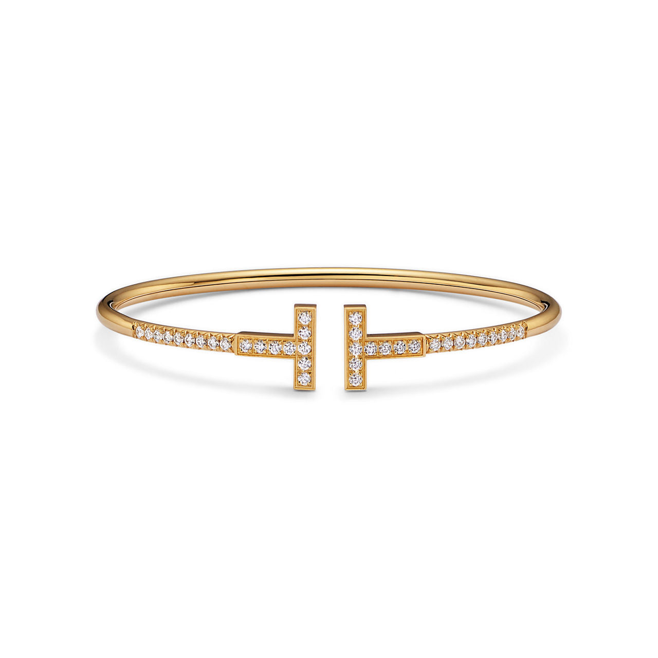 Bracelet jonc Wire pavé de diamants en or jaune 18 carats