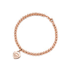 Bracelet de perles Plaque Cœur en or rose 18 carats. 4 mm.