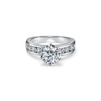 Tiffany® Setting Bague de fiançailles avec anneau en platine 950 millièmes et diamants sertis en bande