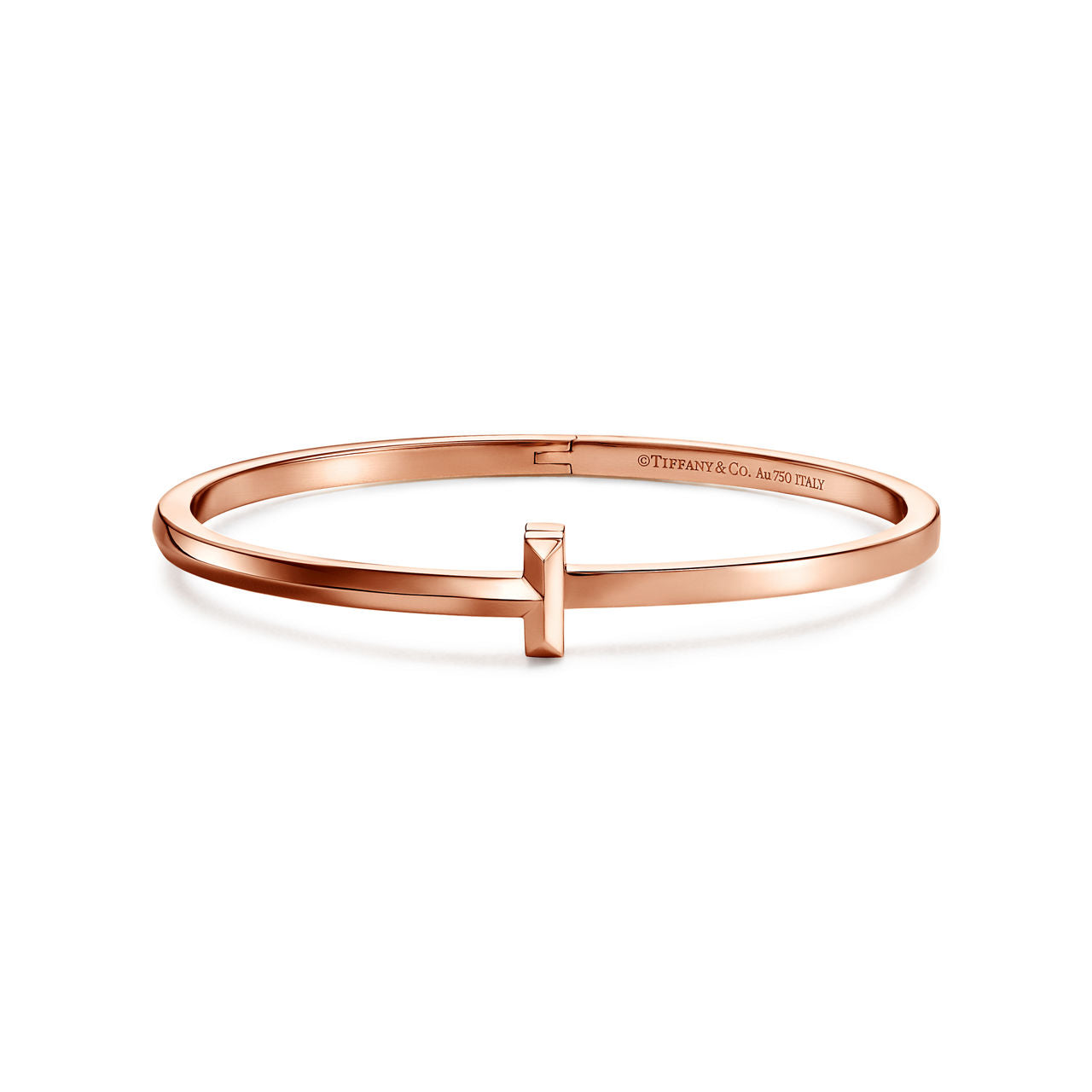 Bracelet jonc étroit à charnière T1 en or rose