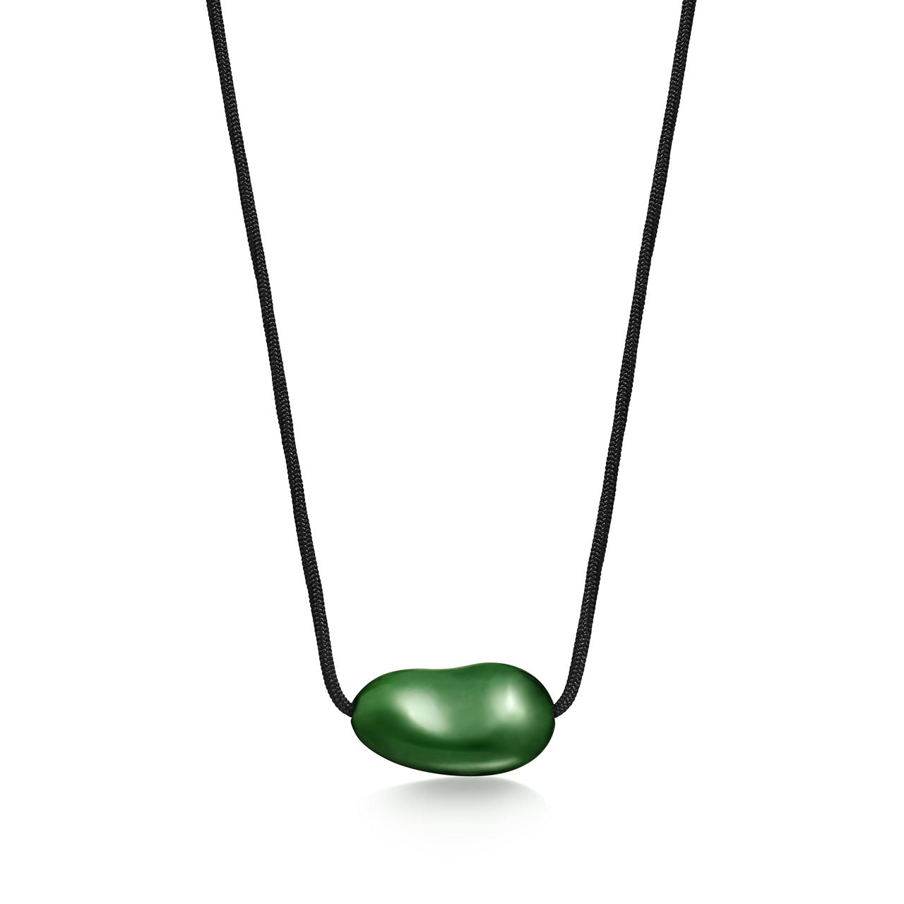 Pendentif Bean design en jade néphrite vert