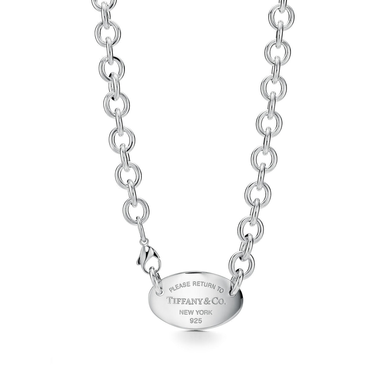 Collier Plaque ovale en argent 925 millièmes, 39,4 cm