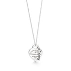 Collier Plaque Cœur et Clé argent 925 millièmes et diamant. Medium