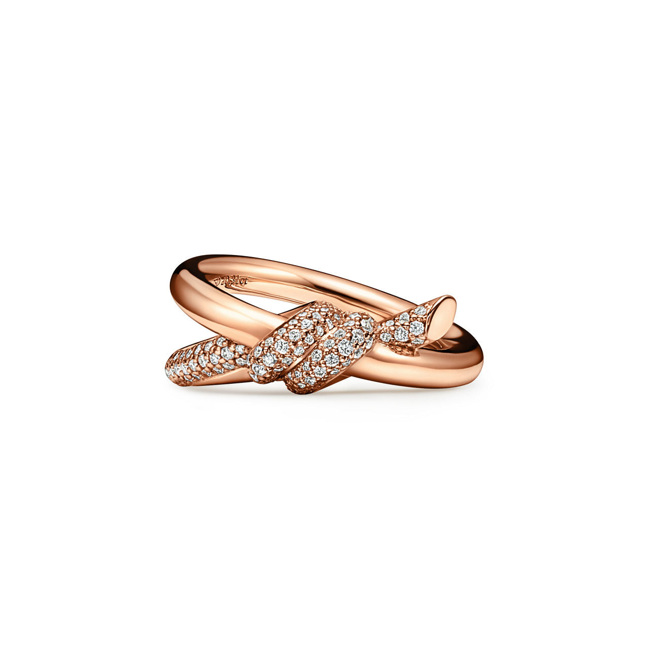 Tiffany Knot Bague double rang en or rose 18 carats et diamants