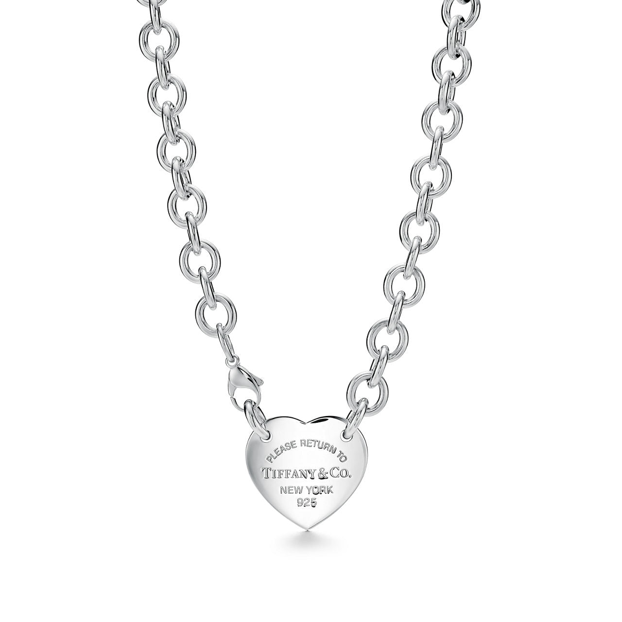 Collier Plaque Cœur en argent 925 millièmes, 39,4 cm