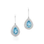 Boucles d’oreilles en platine 950 millièmes avec aigues-marines et diamants