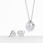 Parure collier et boucles d'oreilles, édition limitée en argent avec diamants, mini