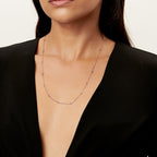 Collier à maillons carrés en or rose 18 carats et diamants