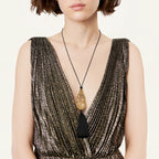 Collier Bean design en Cristal de Roche et Or Jaune 18 carats