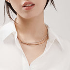 Collier double rang en or rose 18 carats et diamants