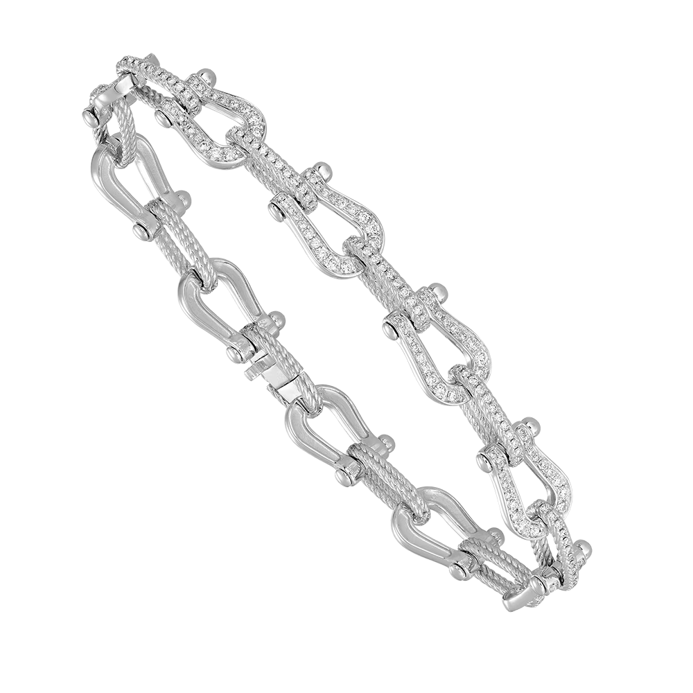Bracelet Force 10, multiple manilles, pavé, moyen modèle