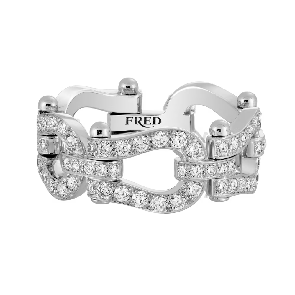 Bague Force 10, multiple manilles, pavé