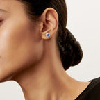 Boucles d’oreilles en platine 950 millièmes avec saphirs et diamants