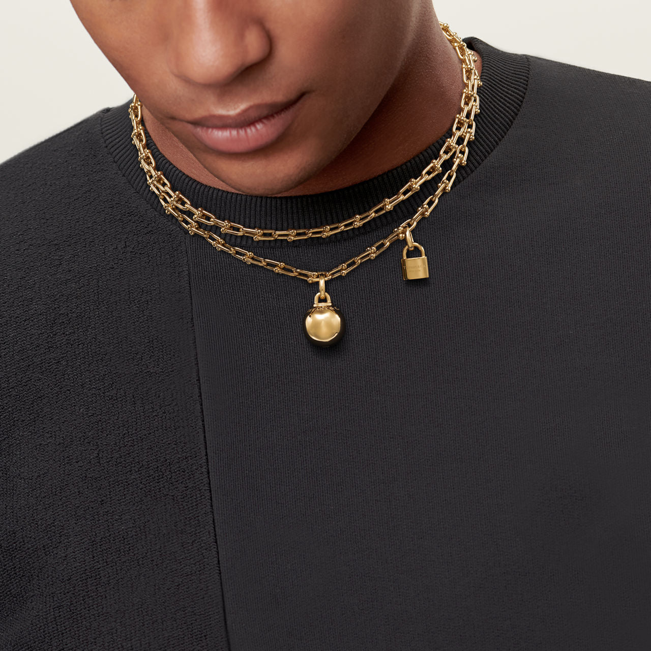 Collier à double tour, maillons taille Small en or jaune 18 carats