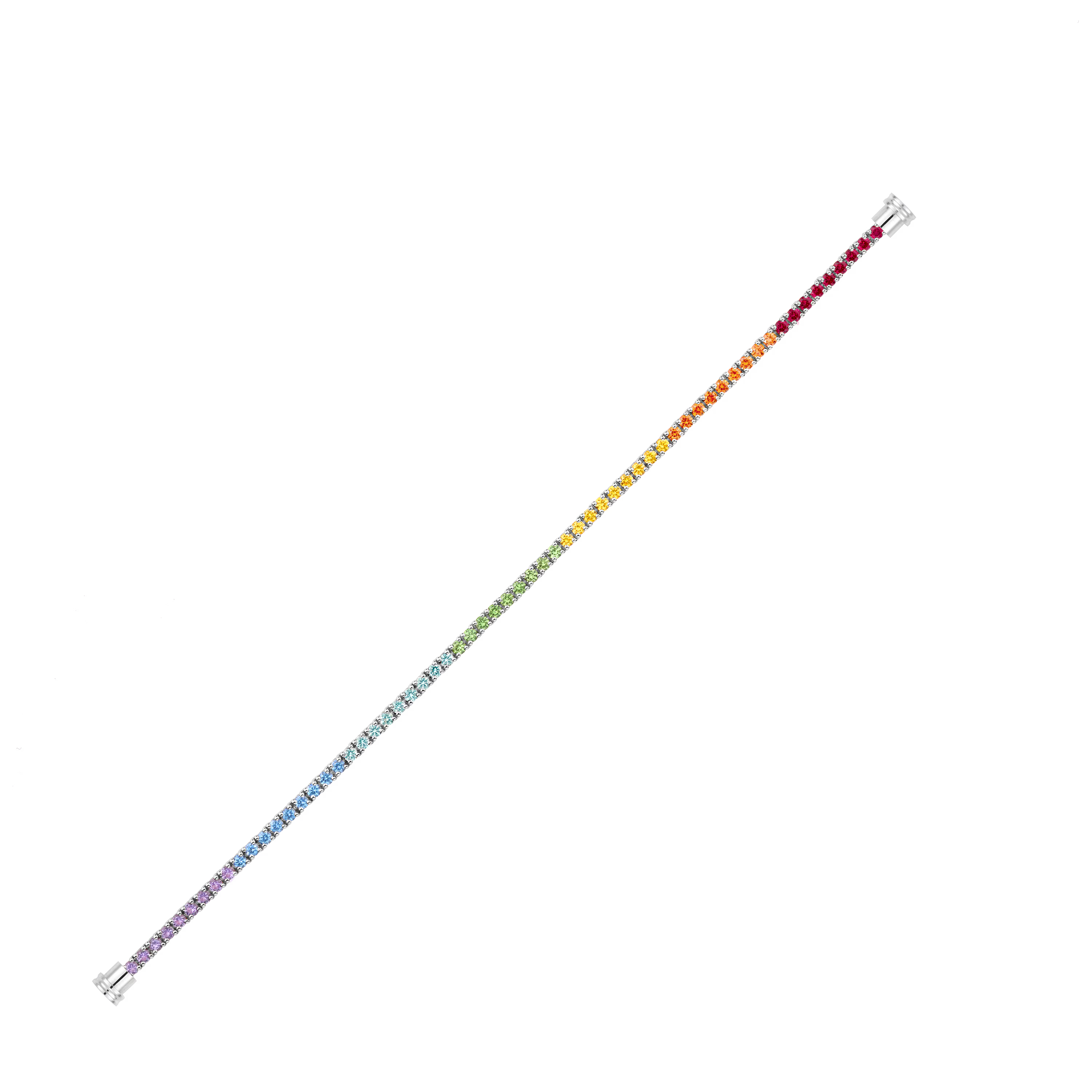 Bracelet ligne pierres de couleurs or blanc 750/1000e