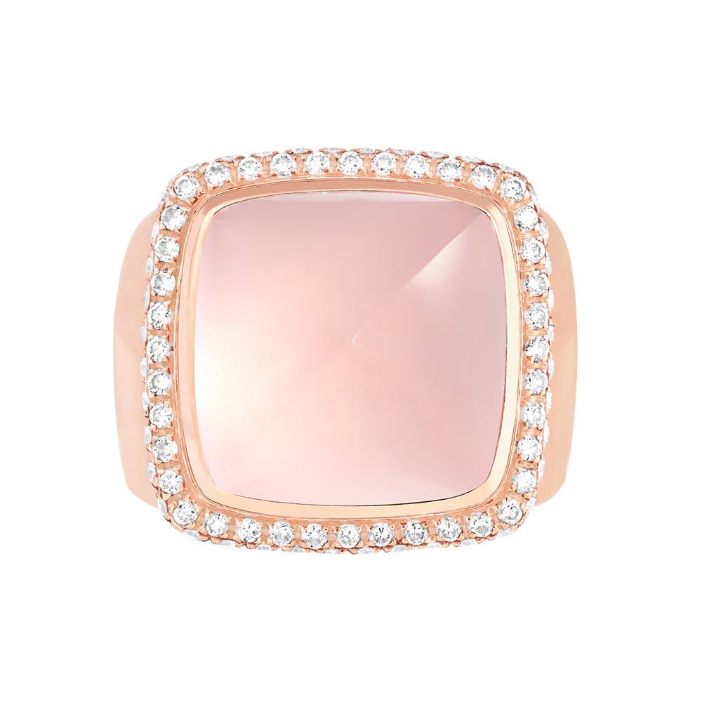 Bague Pain de Sucre, quartz rose