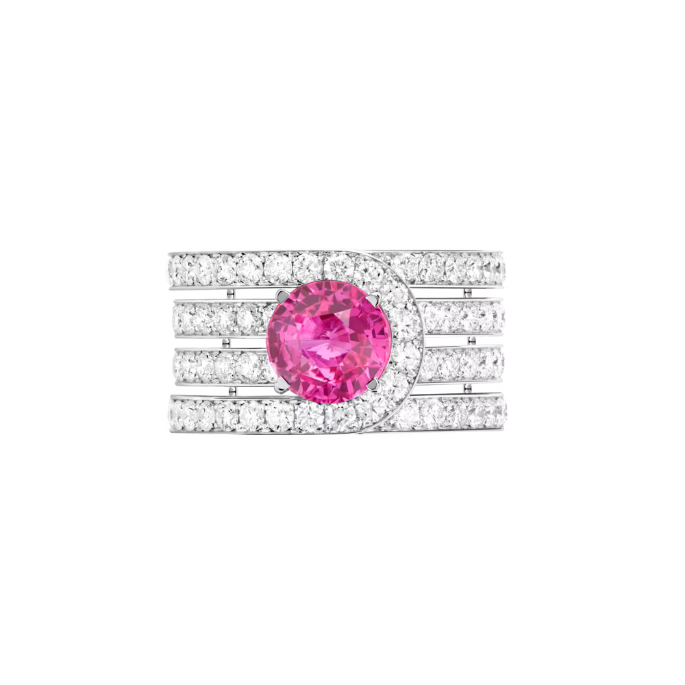 Bague 1936, saphir rose, pavée