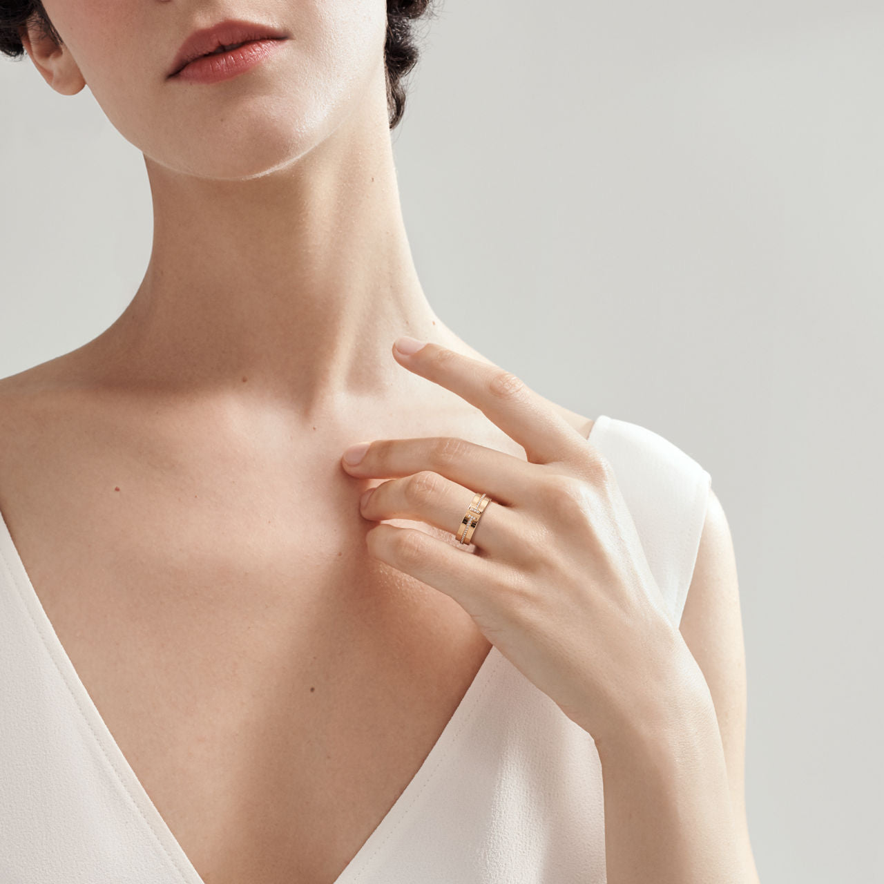 Tiffany T Bague en diamants large en or rose