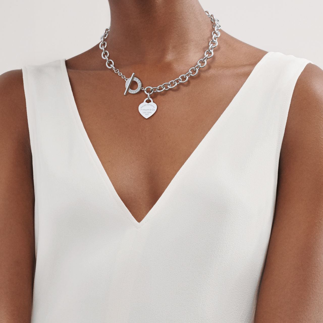 Collier Plaque Cœur avec fermoir à bascule en argent 925 millièmes