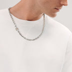 Collier à maillons Makers en argent et or 18 carats. 61 cm
