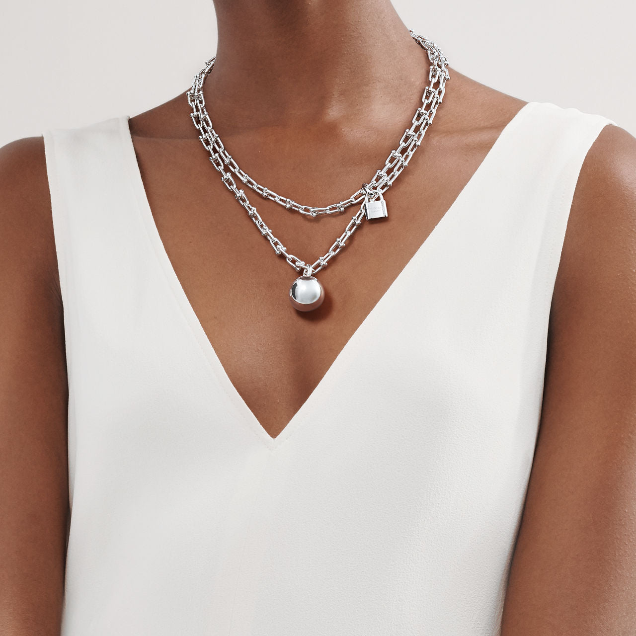 Collier à double tour, maillons taille Small en argent 925 millièmes